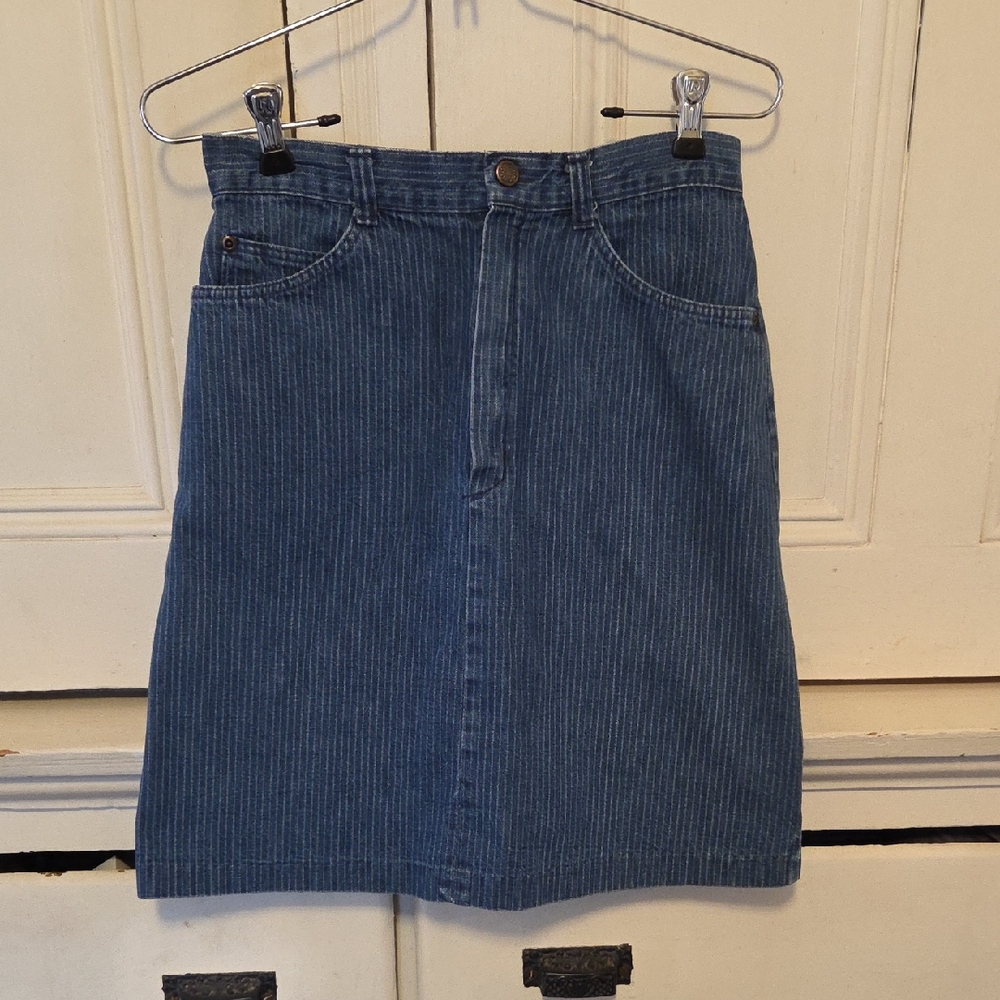Vintage Striped Blue Denim Skirt